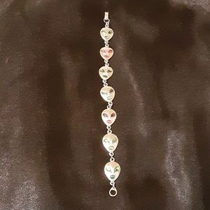 Alien abalone silver plated bracelet
